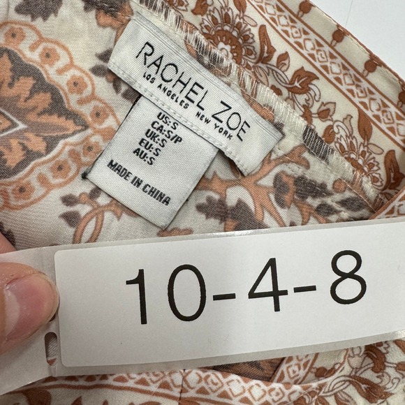 Rachel Zoe Top Womens Small Boho Floral‎ Smocked Peplum V-Neck Ruffle Blouse - Picture 3 of 7